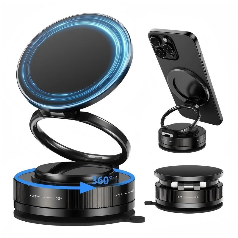 Magnetic Phone Holder, 360 ° Adjustable and Foldable, Strong Suction Cup, Vacuum Suction, Portable and Multifunctional