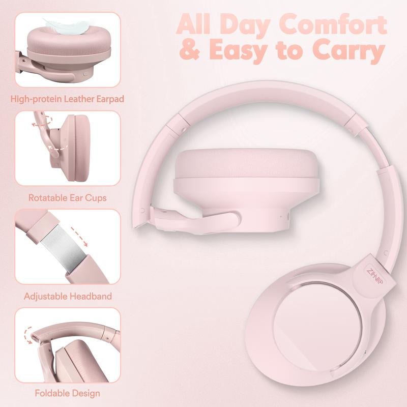 ZIHNIC WH-960 Active Noise Canceling Headphones,Bluetooth 5.4,Wireless Bluetooth Earbuds,Over Ear Foldable Sport Headset,Long Standby Powerful Battery Life Waterproof Long Standby Foldable Sport,On Ear Built-In Microphone Audio Earphones Electronic Foldin