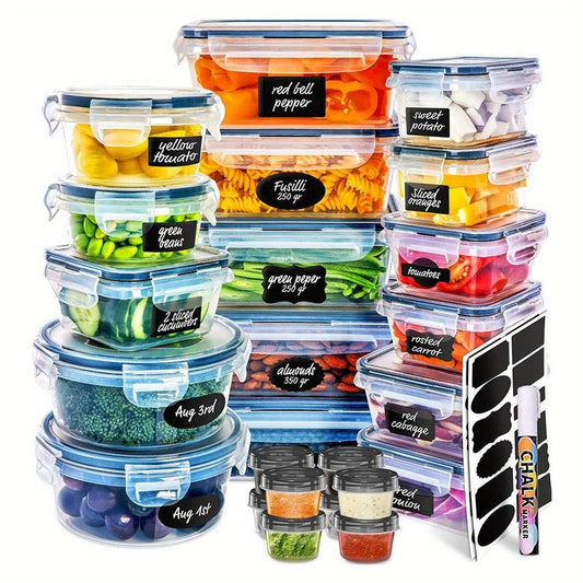TAUFIK 50-Pack Plastic Food Storage Meal Prep Containers (24 Containers & 24 Lids + 2 Gifts),Leakproof Bpa-Free Airtight Containers for Kitchen Organization, Meal Prep, Reusable Lunch Snack Box Container Meal Prep Containers